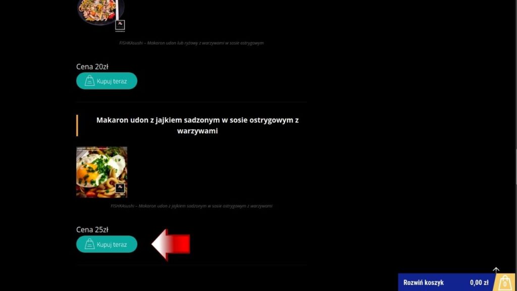 Zakup przez stronę SushiSwidnik.pl - krok 1 -Kup teraz