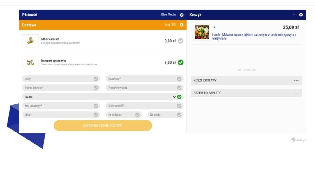 Zakup przez stronę SushiSwidnik.pl - krok 4 - transport sprzedawcy