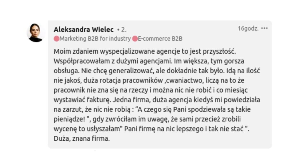 Im większa agencja tym gorsza obsługa