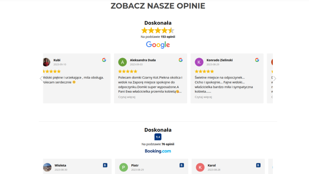 HoReCa - Opinie o domkach nad Soliną - Czarny kot