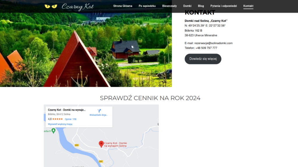 AKTUALNA STRONA KONTAKT - Oprócz czytelnych informacji - czarno na białym - dodano mapę aby można było łatwo trafić