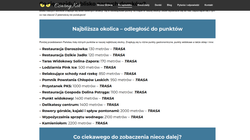 OKOLICE - Informacja o najbliższych punktach - podstawowe informacje o okolicy