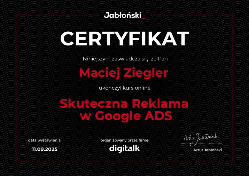 Maciej Ziegler - Skuteczna Reklama w Google ADS