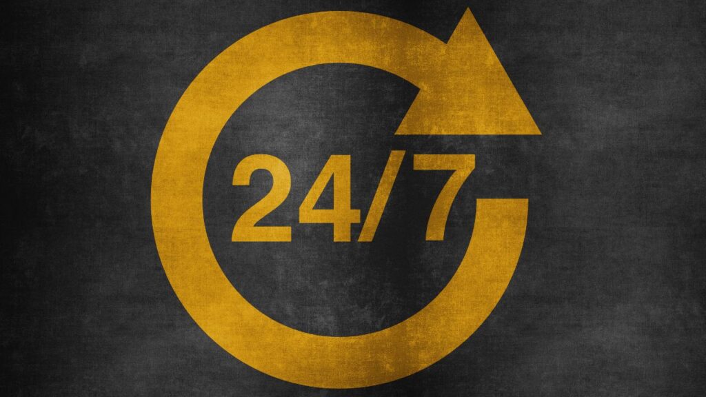 Obrazek przedstawia zegar 24/7