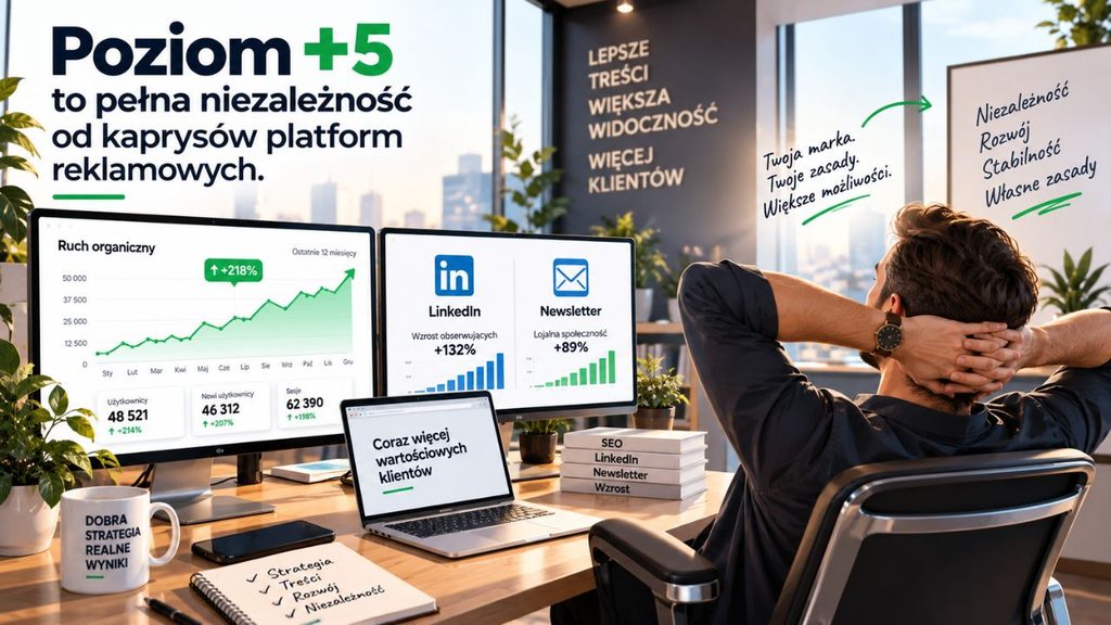 Poziom +5 to pełna niezależność od kaprysów platform reklamowych.